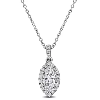 Lab Created Lab Grown Diamonds Pendant With Chain in Sterling Silver, 17"