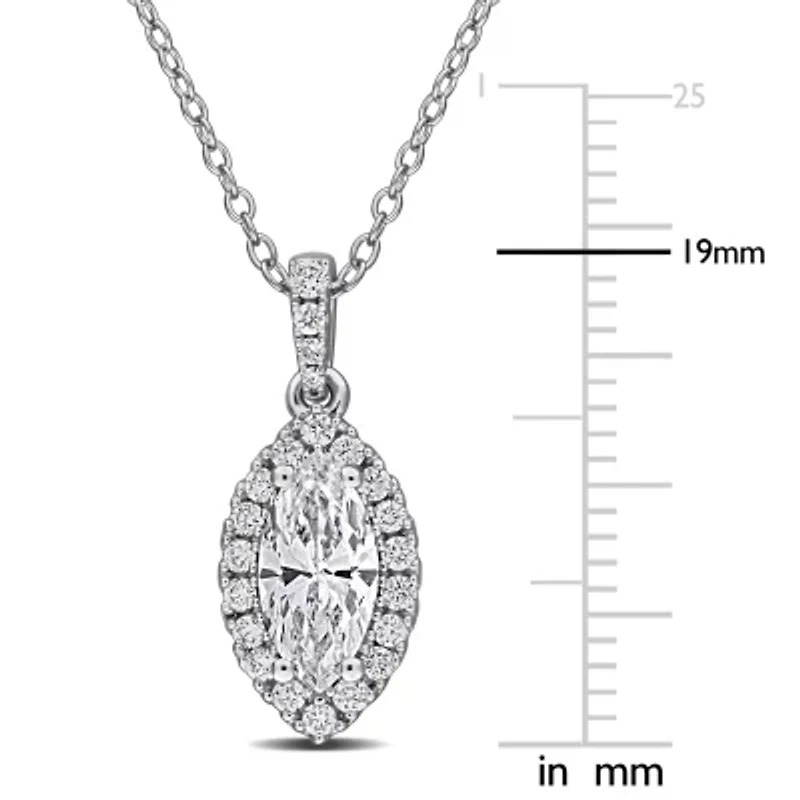 Lab Created Lab Grown Diamonds Pendant With Chain in Sterling Silver, 17"