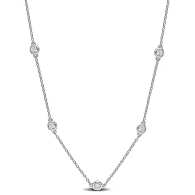 Lab Created Lab Grown Diamond Necklace in Sterling Silver, 16"