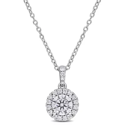 Lab Created Lab Grown Diamond Pendant With Chain in Sterling Silver, 17"
