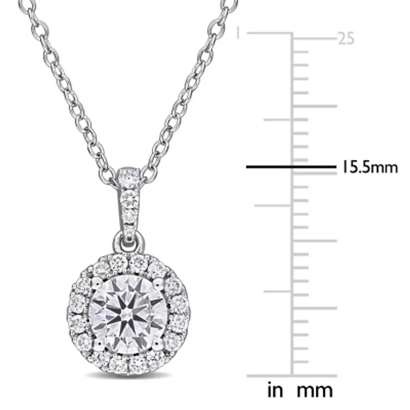 Lab Created Lab Grown Diamond Pendant With Chain in Sterling Silver, 17"
