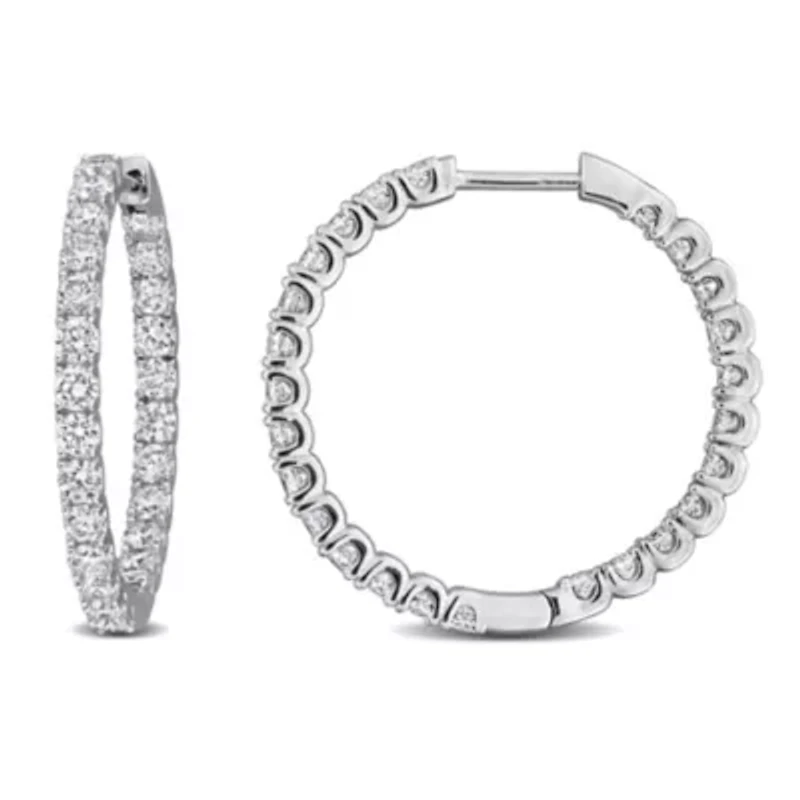 Lab Created Lab Grown Diamond Hoop Earrings in Sterling Silver