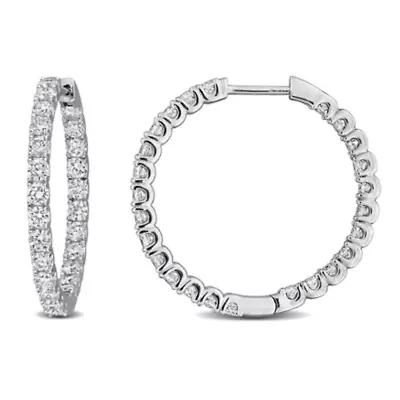 Lab Created Lab Grown Diamond Hoop Earrings in Sterling Silver