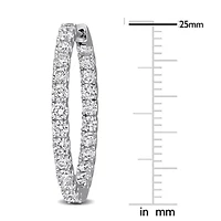 Lab Created Lab Grown Diamond Hoop Earrings in Sterling Silver