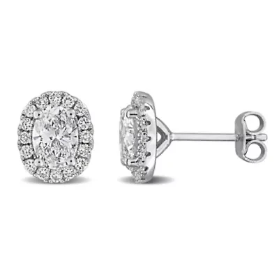 Lab Created Lab Grown Diamonds Stud Post Earrings in Sterling Silver