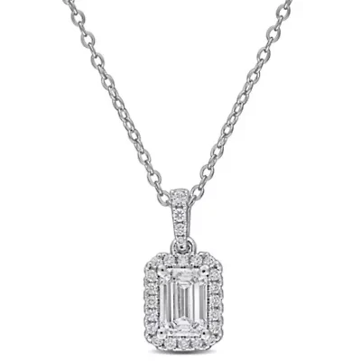 Lab Created Lab Grown Diamonds Pendant With Chain in Sterling Silver, 17"