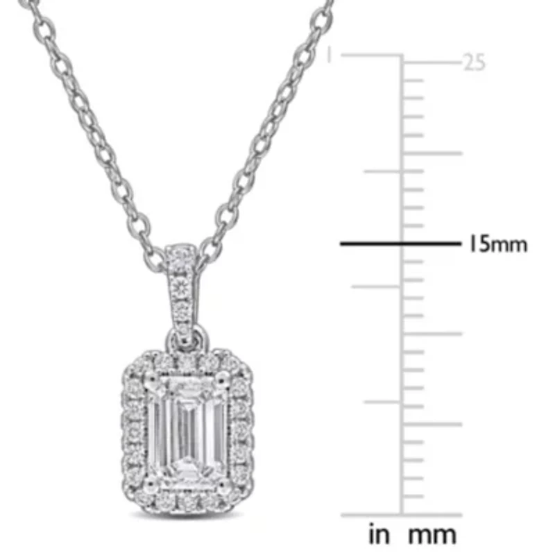 Lab Created Lab Grown Diamonds Pendant With Chain in Sterling Silver, 17"