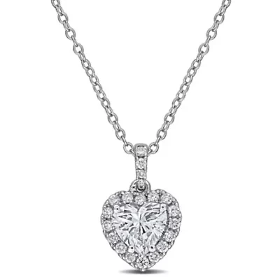 Lab Created Lab Grown Diamonds Pendant With Chain in Sterling Silver, 17"