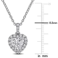 Lab Created Lab Grown Diamonds Pendant With Chain in Sterling Silver, 17"