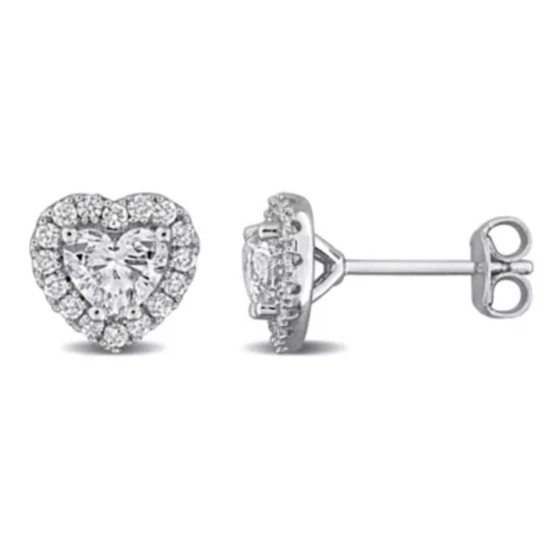 Lab Created Lab Grown Diamonds Stud Post Earrings in Sterling Silver