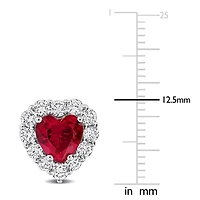 Lab Created Lab Grown Diamond & Created Ruby Stud Post Earrings in Sterling Silver