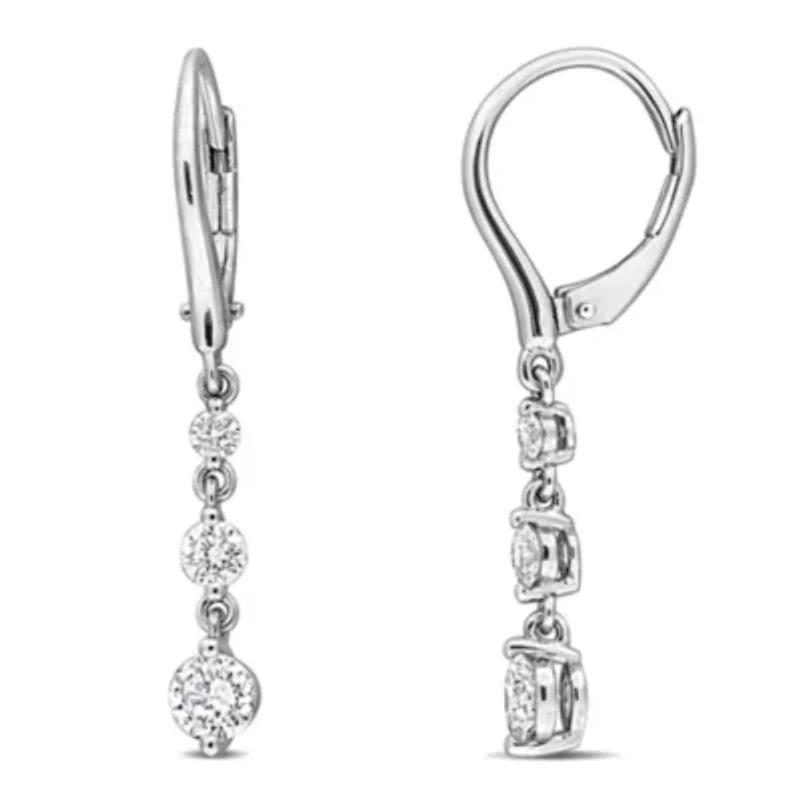 Lab Created Lab Grown Diamond LeverBack Earrings in Sterling Silver