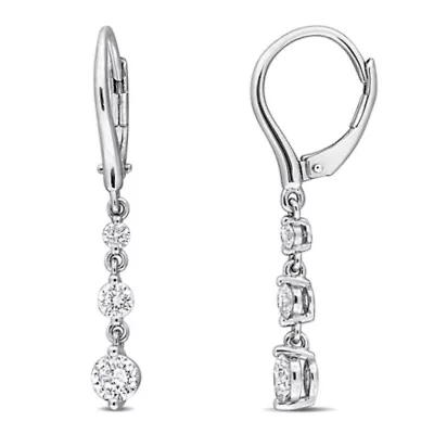 Lab Created Lab Grown Diamond LeverBack Earrings in Sterling Silver