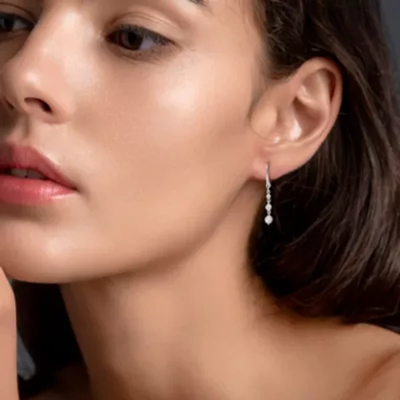 Lab Created Lab Grown Diamond LeverBack Earrings in Sterling Silver