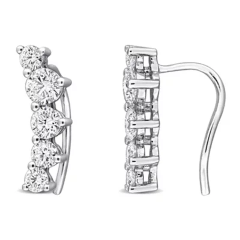 Lab Created Lab Grown Diamond Charm Earrings in Sterling Silver