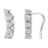 Lab Created Lab Grown Diamond Charm Earrings in Sterling Silver