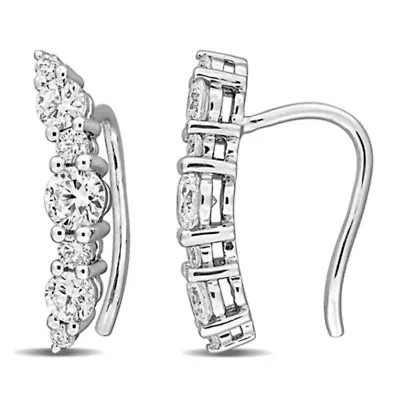 Lab Created Lab Grown Diamond Charm Earrings in Sterling Silver