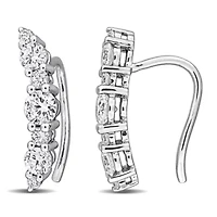 Lab Created Lab Grown Diamond Charm Earrings in Sterling Silver