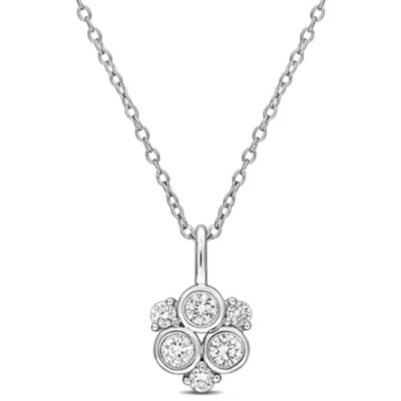 Lab Created Lab Grown Diamond Pendant With Chain in Sterling Silver, 17"