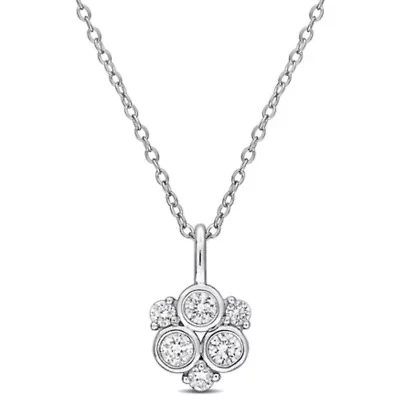 Lab Created Lab Grown Diamond Pendant With Chain in Sterling Silver, 17"