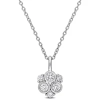 Lab Created Lab Grown Diamond Pendant With Chain in Sterling Silver, 17"