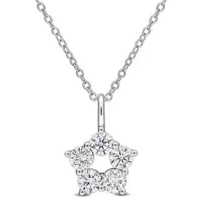 Lab Created Lab Grown Diamond Pendant With Chain in Sterling Silver, 17"