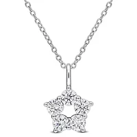Lab Created Lab Grown Diamond Pendant With Chain in Sterling Silver, 17"