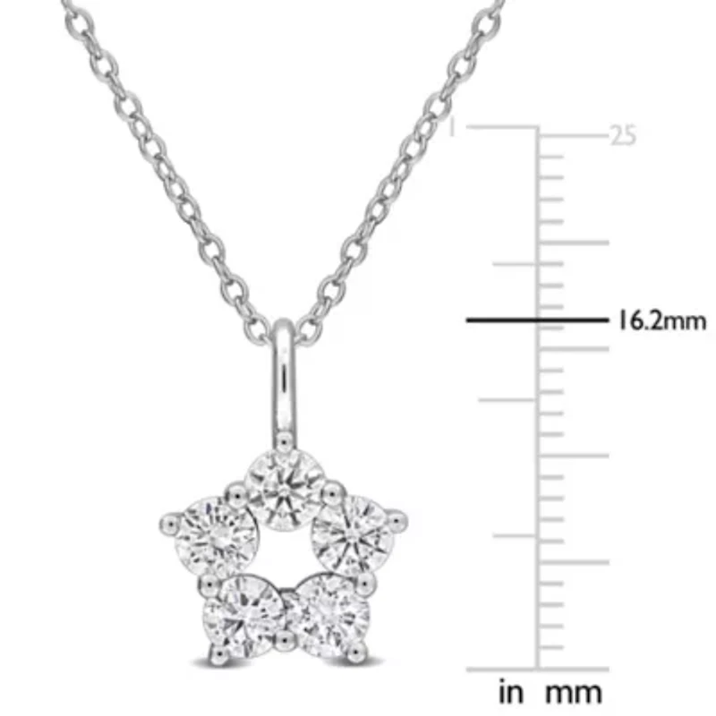 Lab Created Lab Grown Diamond Pendant With Chain in Sterling Silver, 17"