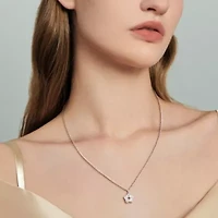Lab Created Lab Grown Diamond Pendant With Chain in Sterling Silver, 17"
