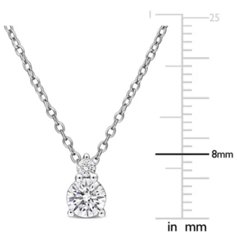 Lab Created Lab Grown Diamond Pendant With Chain in Sterling Silver, 17"