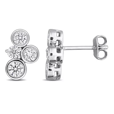Lab Created Lab Grown Diamond Stud Post Earrings in Sterling Silver