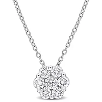 Lab Created Lab Grown Diamond Pendant With Chain in Sterling Silver, 17"