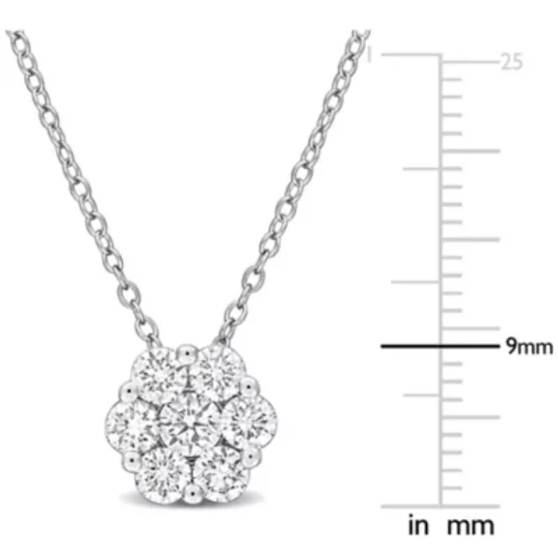 Lab Created Lab Grown Diamond Pendant With Chain in Sterling Silver, 17"