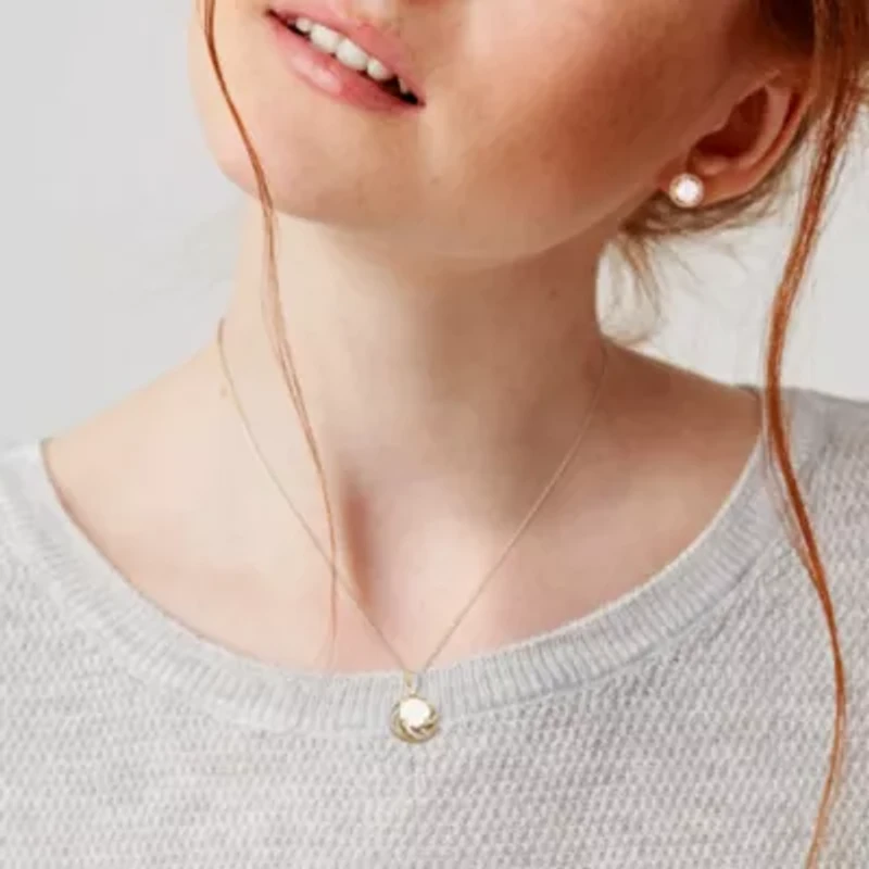 2 Piece Set of Diamond, Opal & White Topaz Earrings & Pendant With Chain in Yellow Plated Sterling Silver