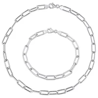 2 Piece Set of 6mm Oval Link Necklace & Bracelet in Sterling Silver, 16" & 9"