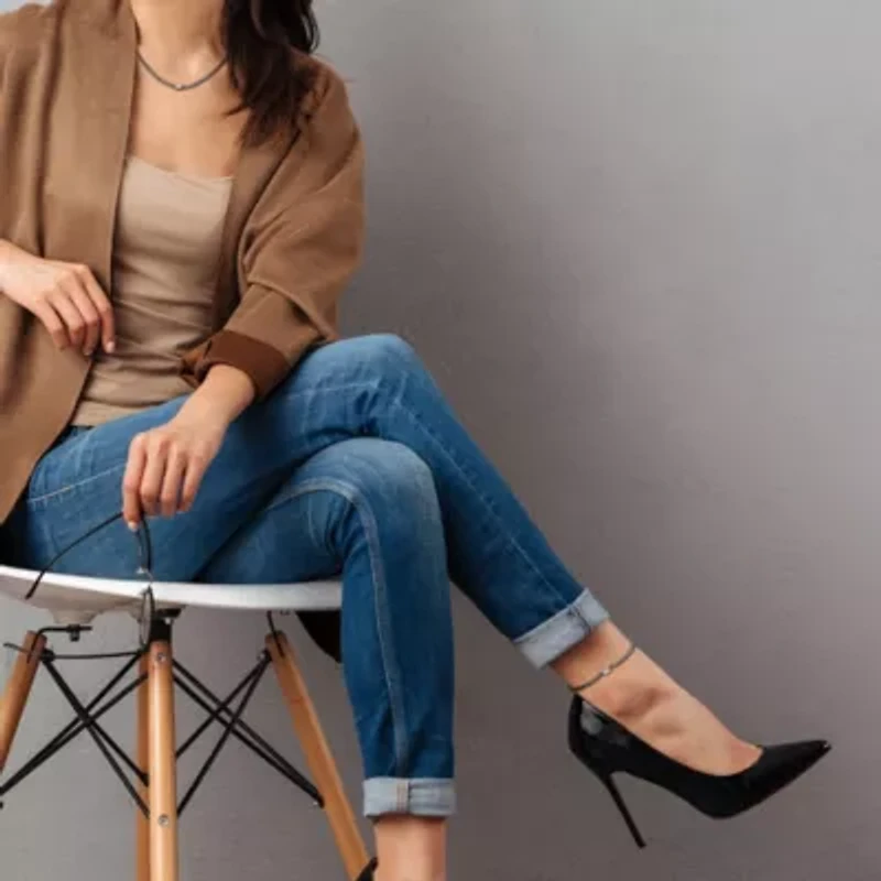 2 Piece Set of Franco Link Necklace & Anklet in Sterling Silver, 20" & 9"