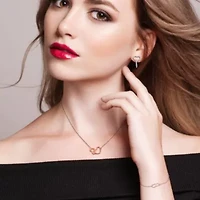 3 Piece Set of Double Heart Charm Necklace Earrings & Bracelet in Sterling Silver, 16.5"+1"Ext. & 7"+1"Ext.