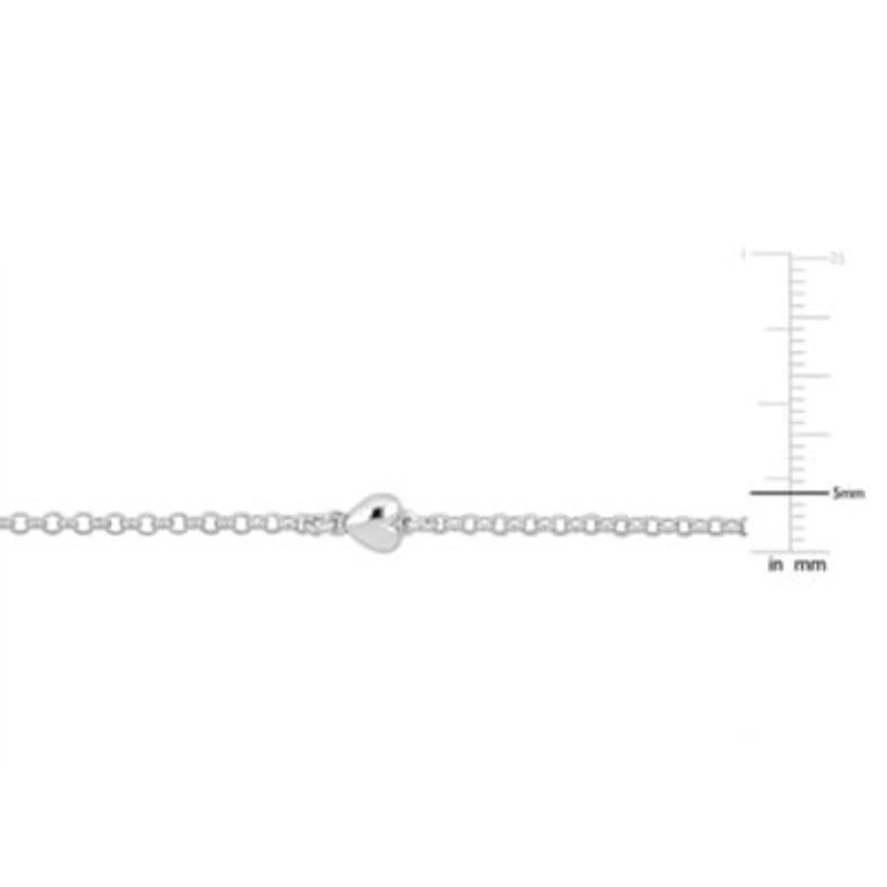 2 Piece Set of Rolo Chain Four Heart Charm Station Necklace & Bracelet in Sterling Silver - 16.5"+1" Ext. & 7"+1"Ext.