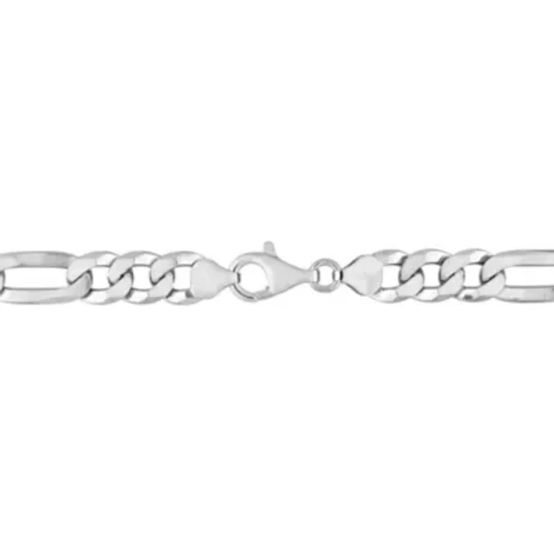 2 Piece Set of Men's 8.9mm Flat Figaro Chain Necklace & Bracelet in Sterling Silver, 22" & 9"