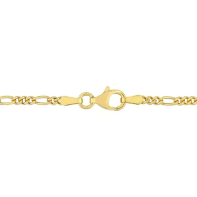 2 Piece Set of 2.2mm Figaro Chain Bracelet & Necklace in Yellow Plated Sterling Silver, 20" & 7.5"