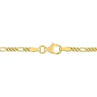 2 Piece Set of 2.2mm Figaro Chain Bracelet & Necklace in Yellow Plated Sterling Silver, 20" & 7.5"