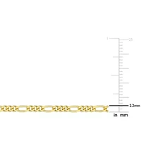 2 Piece Set of 2.2mm Figaro Chain Bracelet & Necklace in Yellow Plated Sterling Silver, 20" & 7.5"