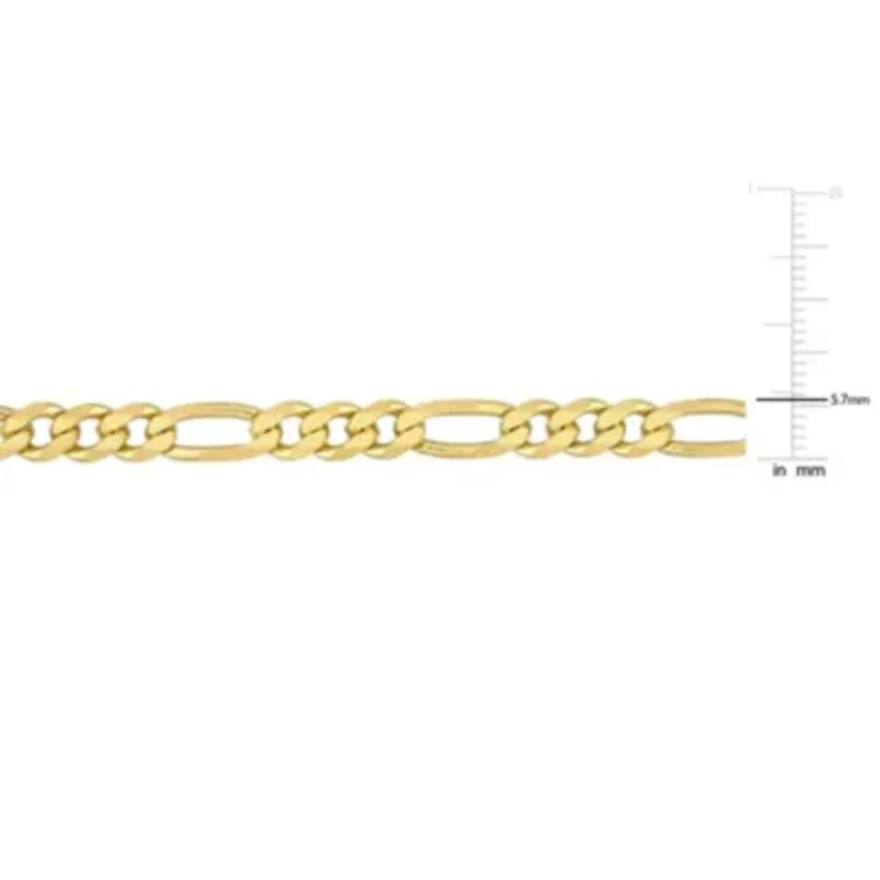 2 Piece Set of 5.5mm Figaro Chain Necklace & Bracelet in Yellow Plated Sterling Silver, 20" & 7.5"