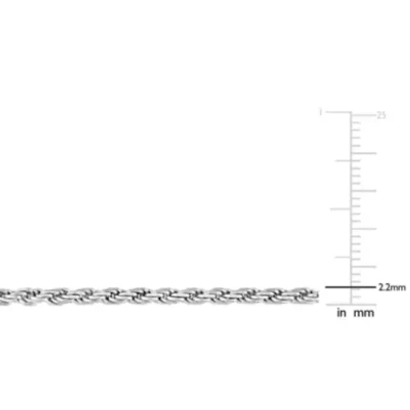 2 Piece Set of Men's 2.2mm Rope Chain Necklace & Bracelet in Sterling Silver, 20" & 9"