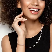 2 Piece Set of 5mm Paperclip Chain Necklace & Bracelet in Sterling Silver, 18" & 7.5"