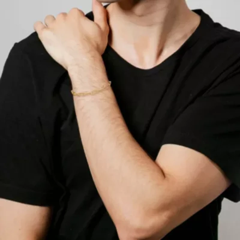 2 Piece Set of Men's 5mm Paperclip Chain Necklace & Bracelet in Yellow Plated Sterling Silver, 24" & 9"