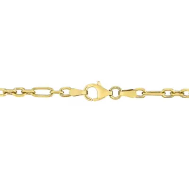 2 Piece Set of 3mm Diamond Cut Figaro Chain Necklace & Anklet in Yellow Plated Sterling Silver, 18" & 9"