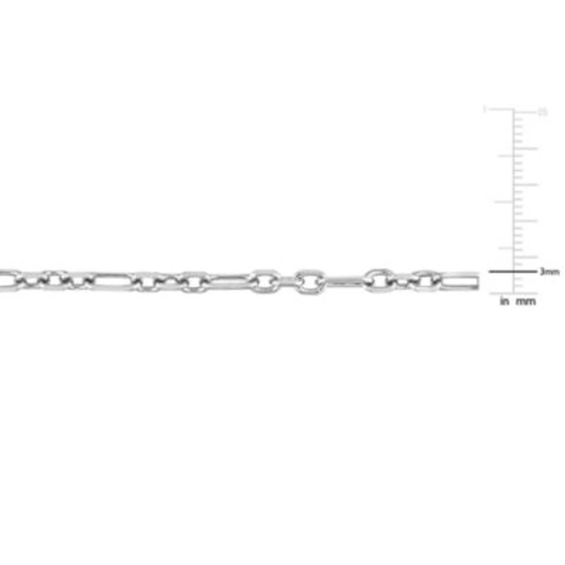 2 Piece Set of Men's 3mm Figaro Rolo Necklace & Bracelet in Sterling Silver, 20" & 9"