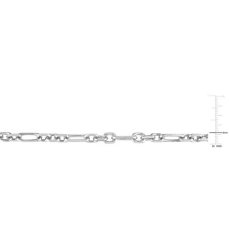 2 Piece Set of 6mm Figaro Chain Necklace & Bracelet in Sterling Silver, 24" & 9"