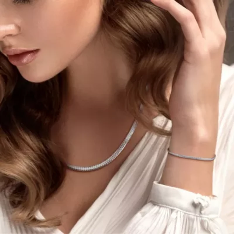 2 Piece Set of 3mm Herringbone Necklace & Bracelet in Sterling Silver - 18" & 7.5"